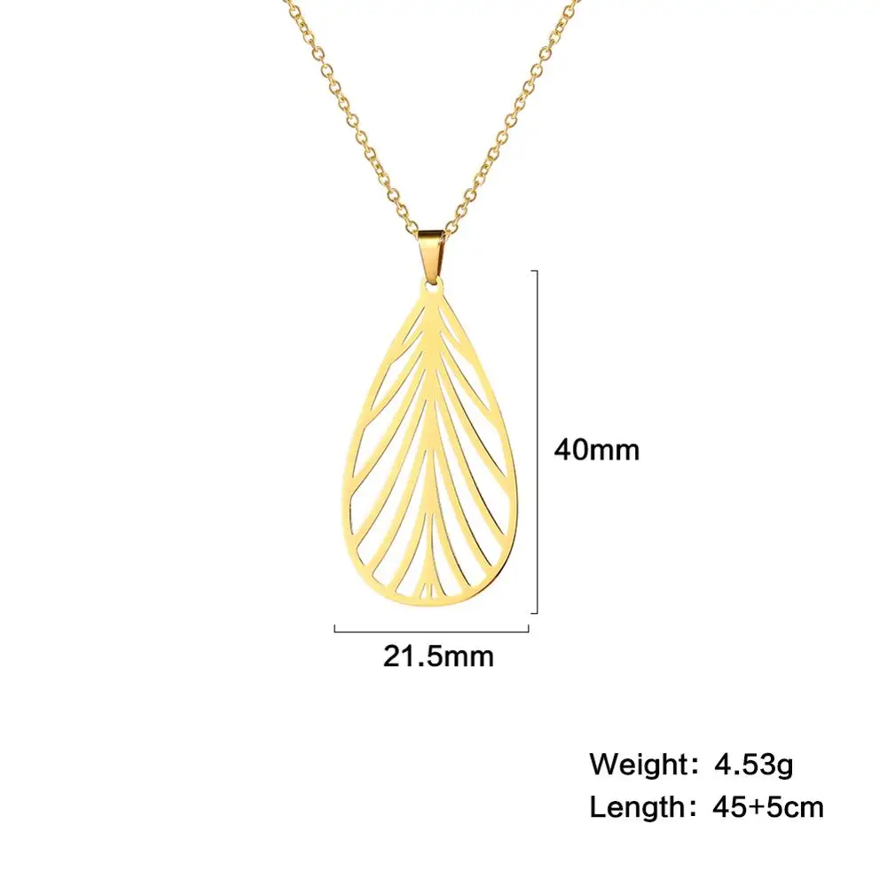 Женское колье из нержавеющей стали с вырезами и листьями дерева | Украшения