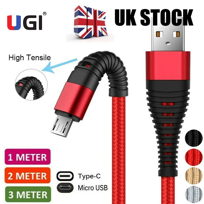 УГИ (в наличии в Великобритании) USB зарядный кабель Type C и Micro Android для быстрой