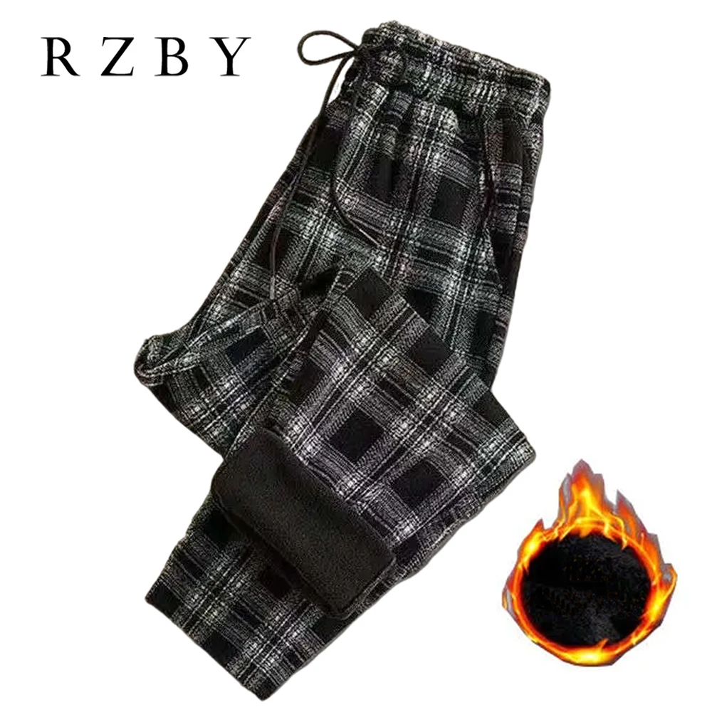 

Plaid Warm Harem Pants For Women Loose Casual Velveteen Pantalones De Mujer Winter Thicked Female Fashion Harajuku RZBY694