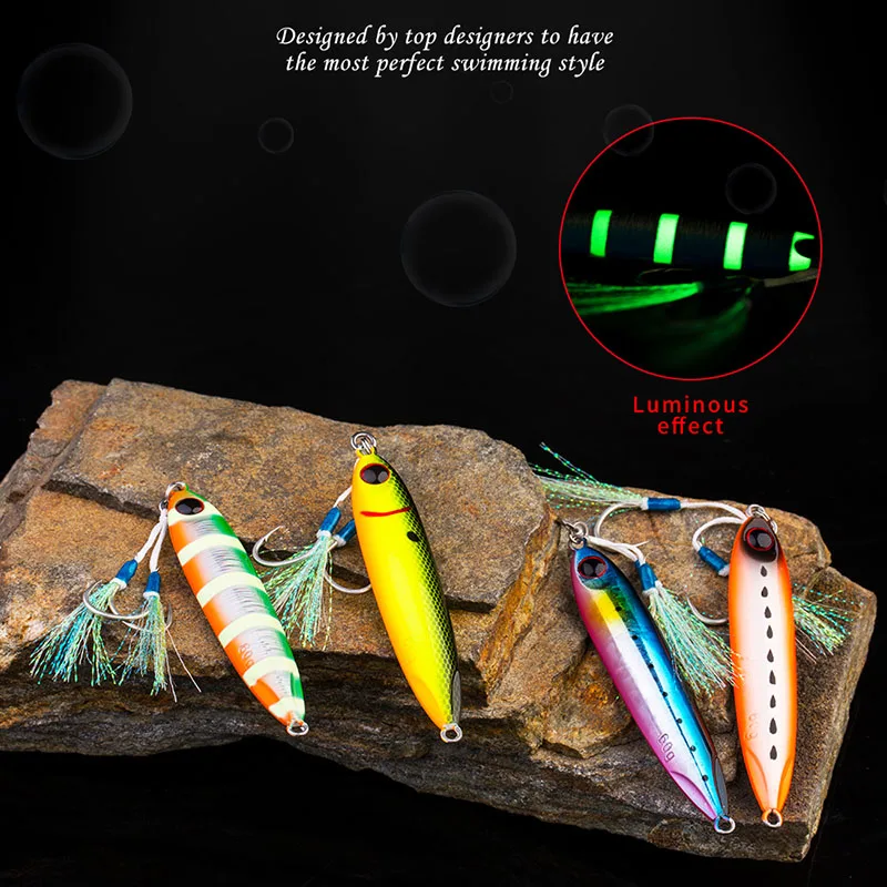 

EIGHT CLAWS 60g Saltwater Metal Fishing Lure BZY46 Speed Vertical Sinking Jig Bait Slow Pitching Lead Jig Wobbler Swimbait