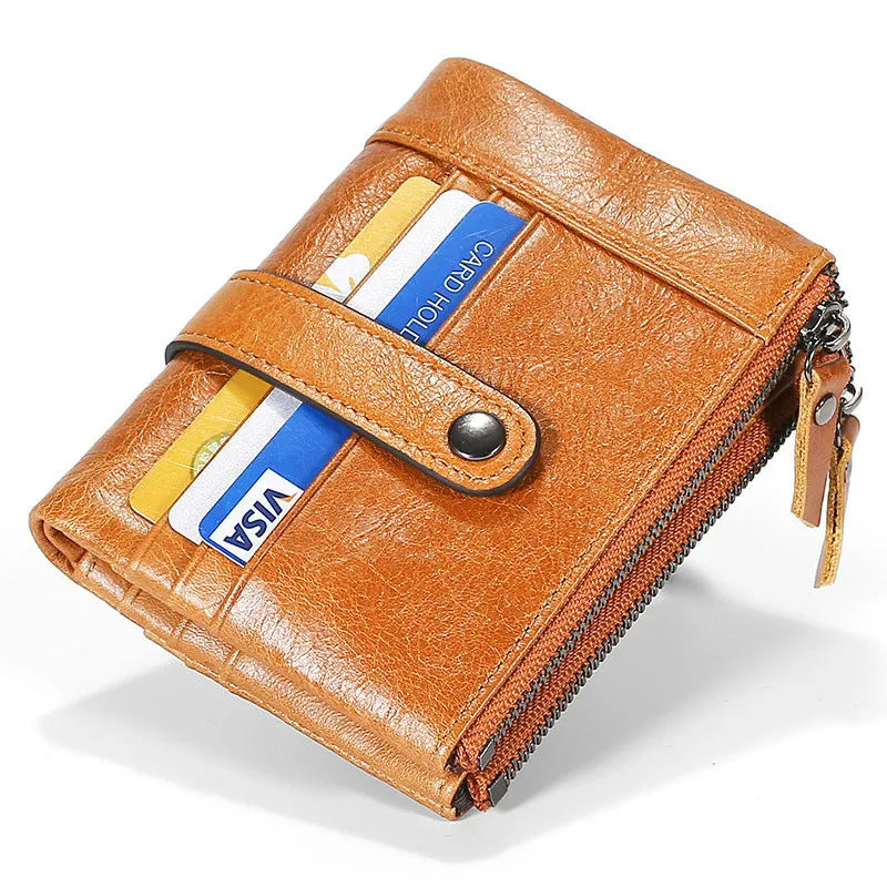 Антиразмагничивающий кошелек с кисточкой кожаный короткий клатч двойной