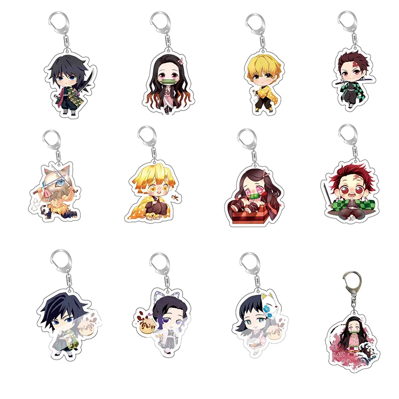 

Demon Slayer Acrylic Keychain Japan Anime Fashion Brinco Blade of Ghost Key Chain Kamado Tanjirou Yaiba Keyring Funny Cartoon