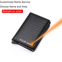dienqi carbon fiber wallet for man 2021 mini rfid wallet card holder trifold metal leather slim mens wallet small male purses