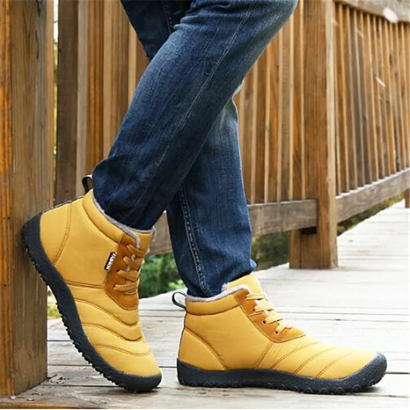 

Plus Size 35-46 Men Women Winter Thick Plush Keep Warm Snow Boots Male Shoes Quality Adult Outdoor Casual Waterproof Ankle Boots