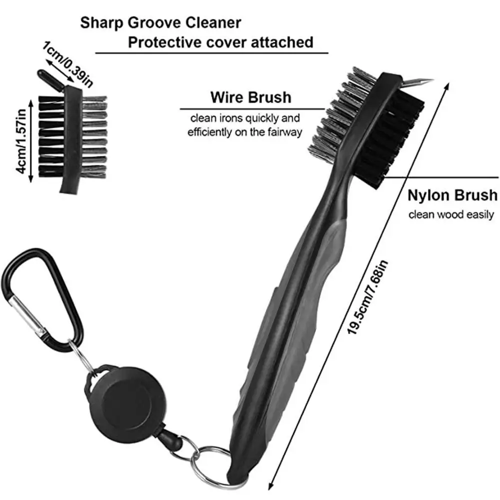 

Golf Brush Towel With Bag Kit Golf Pole Putter Double Sided Groove Cleaner Cleaning Brushes For Outdoor Sports Golf Accessories