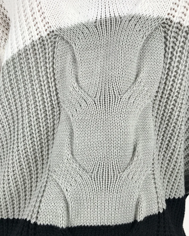 2019 New Foreign Trade Women's Wear Blockbuster Knitted V-collar shoulder twist matching color Pullover Sweater in | Женская одежда