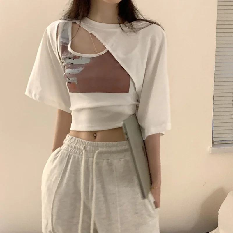 Женский комплект из 2 предметов Y2k Элегантная блузка с коротким рукавом в