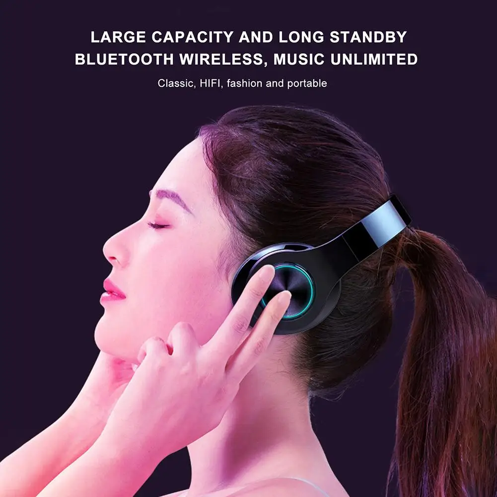 Цветные наушники T6 с градиенсветильник светом шумоподавление 350 мАч Hi-Fi стерео