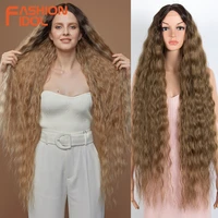 fashion idol synthetic wig cosplay loose wave fake hair wig for women ombre brown water wave 42 %e2%80%8bcurly hair heat resistant wig