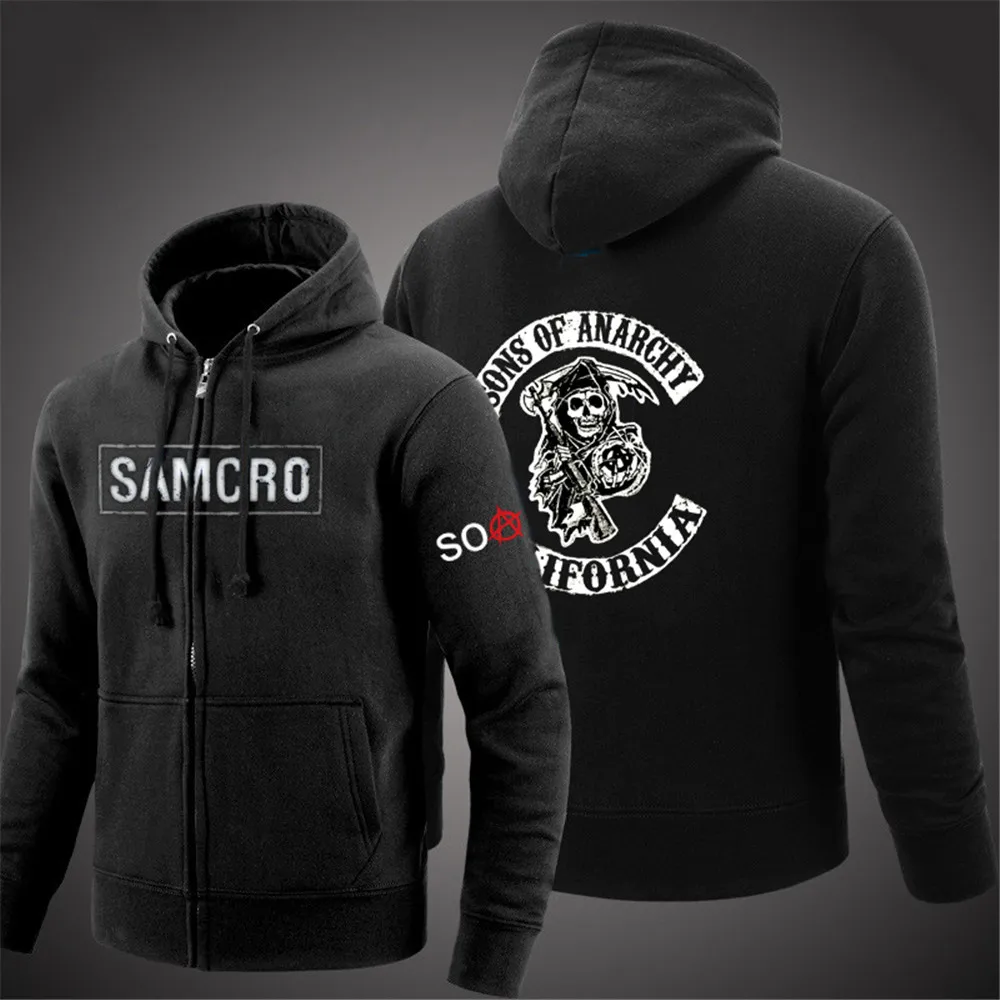 Мужские толстовки с принтом сынов анархия SOA Punk Coats SAMCRO уличная одежда однотонный
