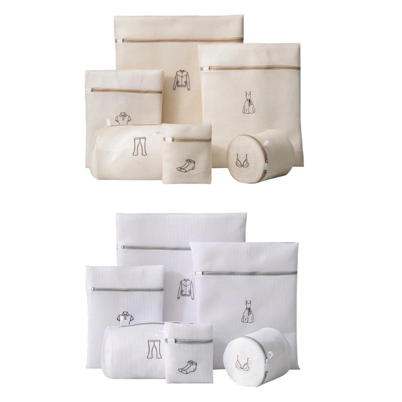 

6pcs Laundry Bags Double Layers Thickened Washing Bag Travel Storage Organizer for Clothes Bras Underwear Lingerie