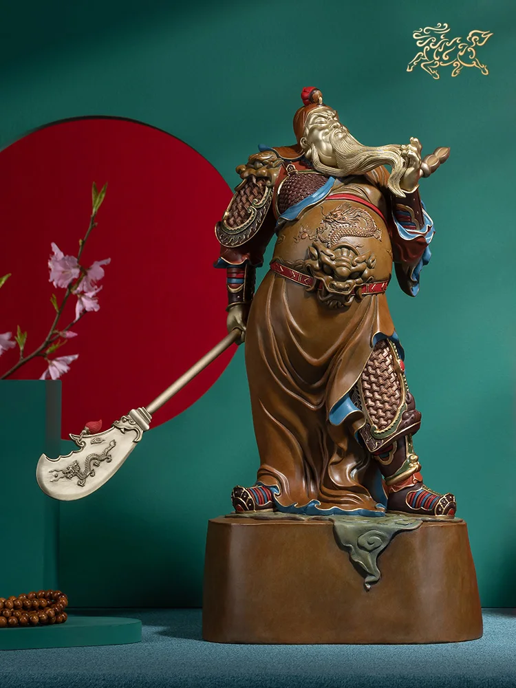 

Chinese Copper Sangharama Bodhisattva Guan Gong Statue FengShui Ornaments Chinese Home Warding Off Evil Spirits Decoration