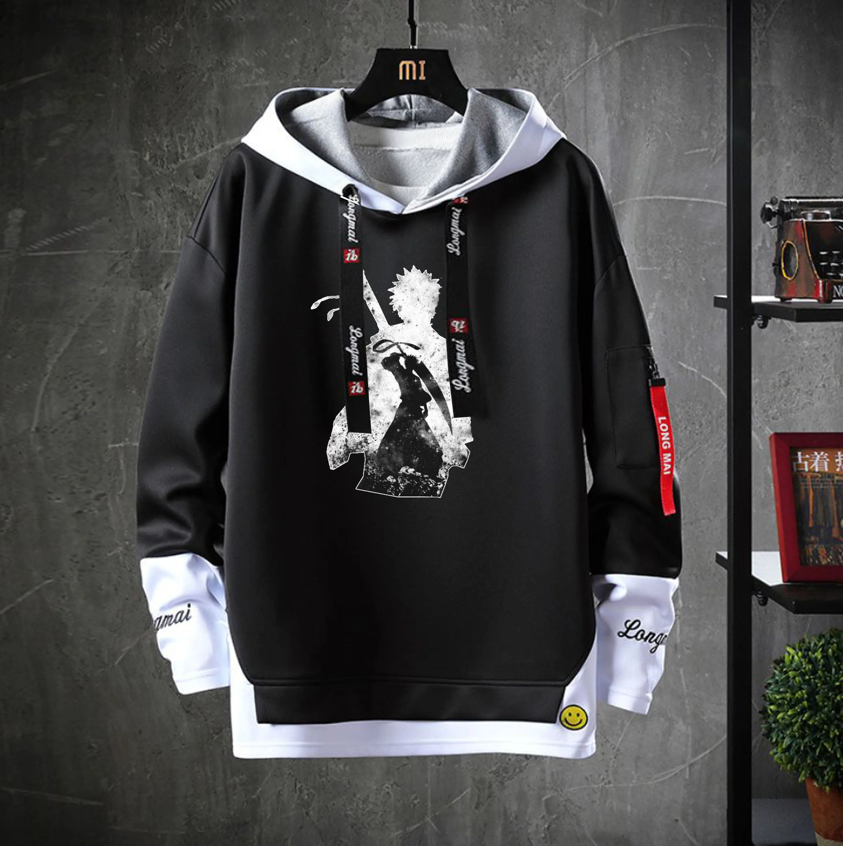

Japan anime Bleach Hooded Teenagers cosplay cartoon Costume coat Unisex Casual Fake Two-Piece Hoodies Sweatshirt jacket