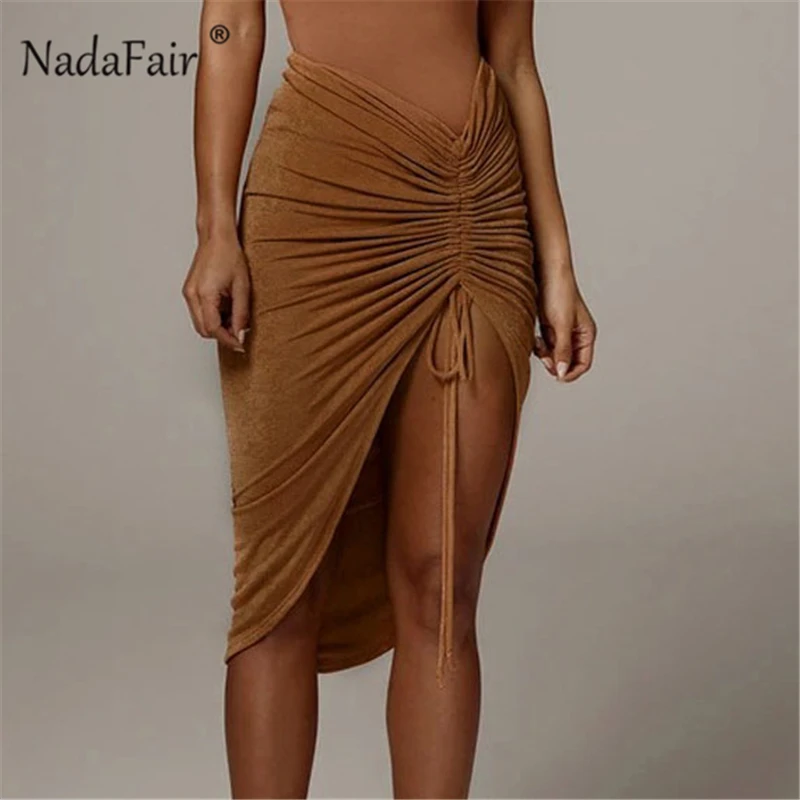 Nadafair Сексуальная облегающая Клубная миди Юбка Для Женщин 2020 модная Осенняя