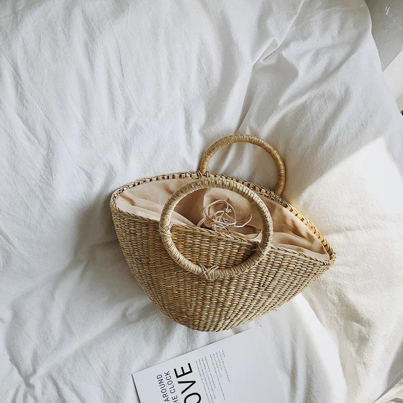 Соломенная Сумка для женщин портативная ретро-сумка отпуска Пляжная