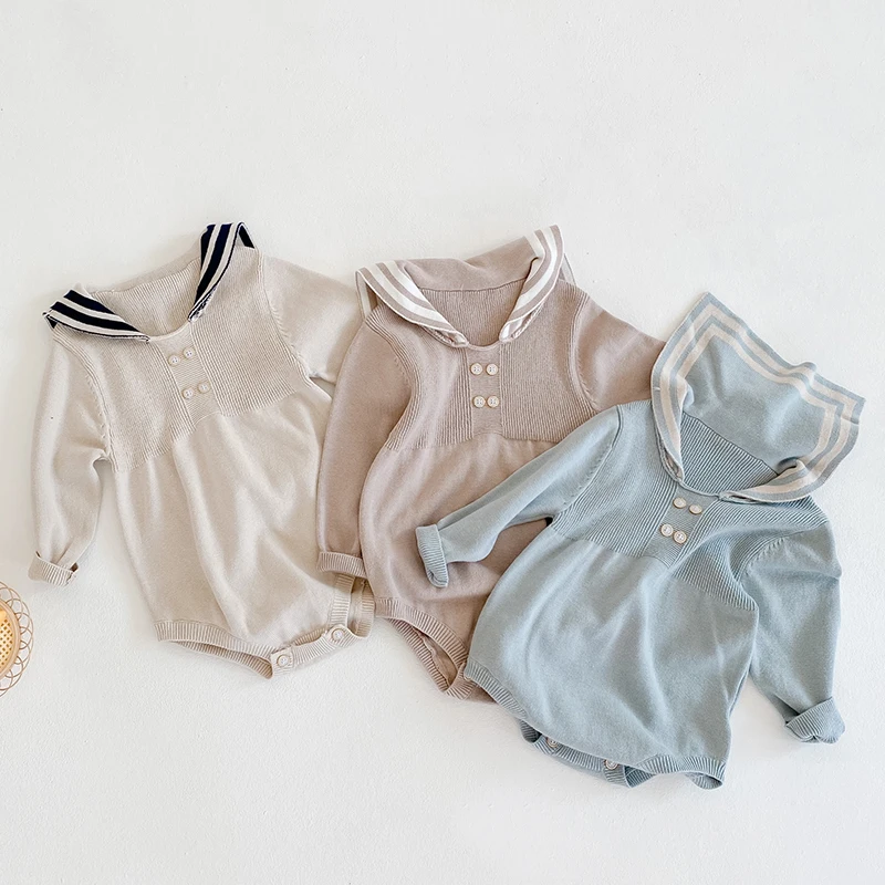 Осень зима 2020 комбинезоны с матросским воротником для новорожденных мальчиков и