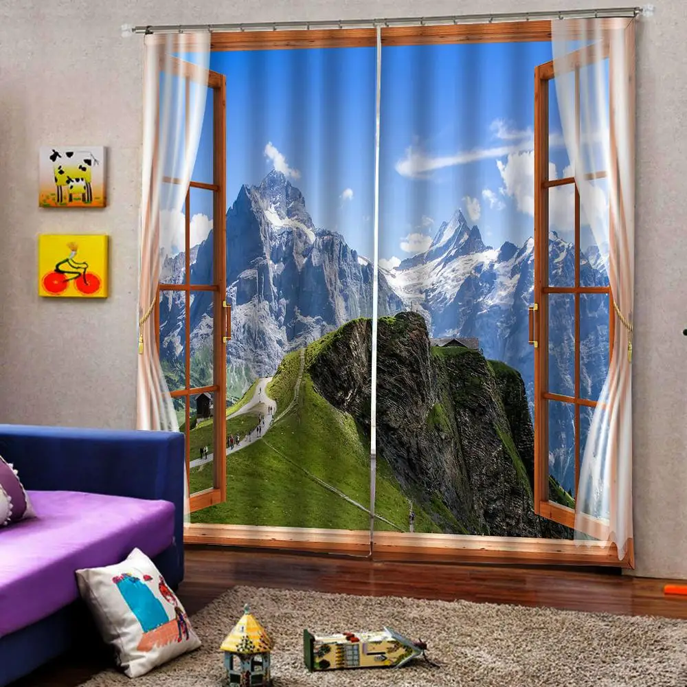 Шторы светонепроницаемые с 2 панелями занавески для гостиной спальни природным