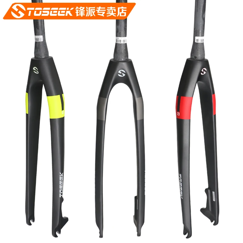 Велосипедная вилка TOSEEK из углеродного волокна коническая жесткая для дисковых