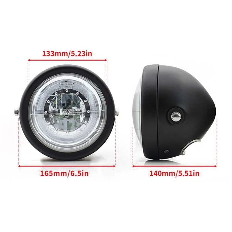 

Universal 6.5" LED Motorcycle Headlight Hi / Lo Beam Angel Eye Headlamp Motorbike Fog Lamp