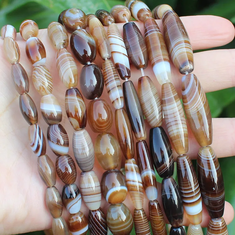 

Frost, smooth Multi Size 13-25mm coffe Color Stripe agates Drum shape beads 15",Can be mixed wholesaled for all items !
