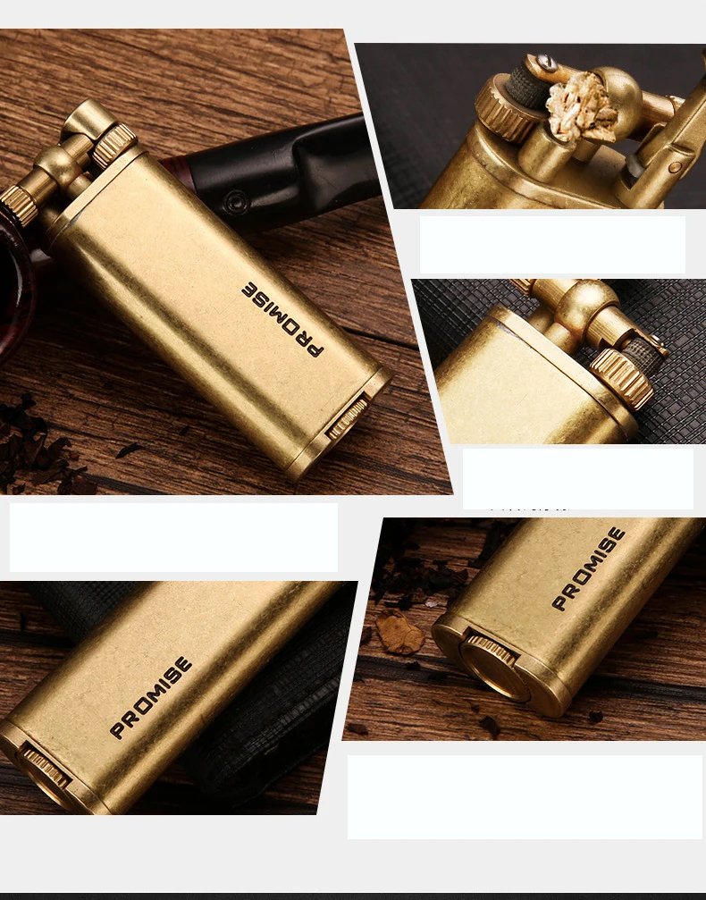 XGQ promise BNC010 латунь 56 г винтажный Старый стиль кремень колесо зажигалка с оригинальной деревянной коробкой