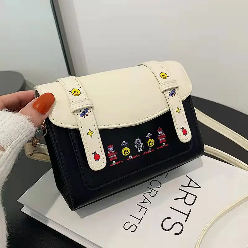 

Bridge Bags Shoulder Bags For Women Cartoon Pattern Color Matching Cross-Body 2021 Autumn New Designer Cute All-Match Messenger