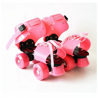 Pink 1 пара взрослых детей дети роликовые коньки на парных колесах обувь 4 колеса роликов Крытый Quad параллельные регулируемые Patines - Цвет: Pink