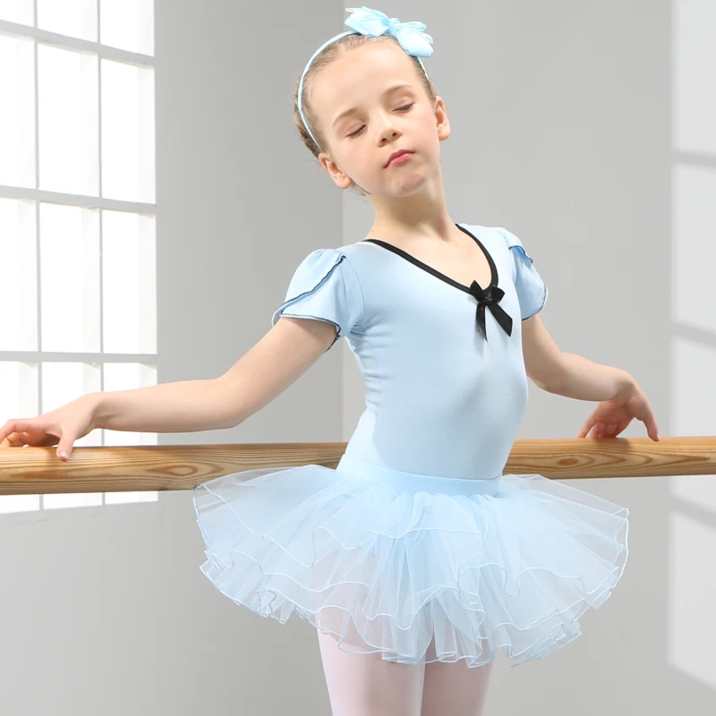 

Short Sleeve Dance Dress for Girls, Cotton Ballet Dancewear Split Design,Toddler Ballet Dress,Kids Tutu Dress, Kids Dance Skirts
