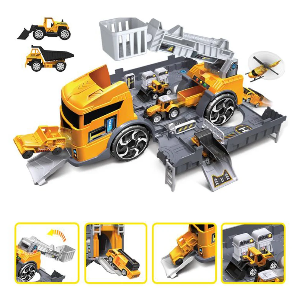 

Kids Puzzle Toys Deformation Fire Engineering Car Storage Parking Lot Parent-Child Interaction Inertia Car Model Kit