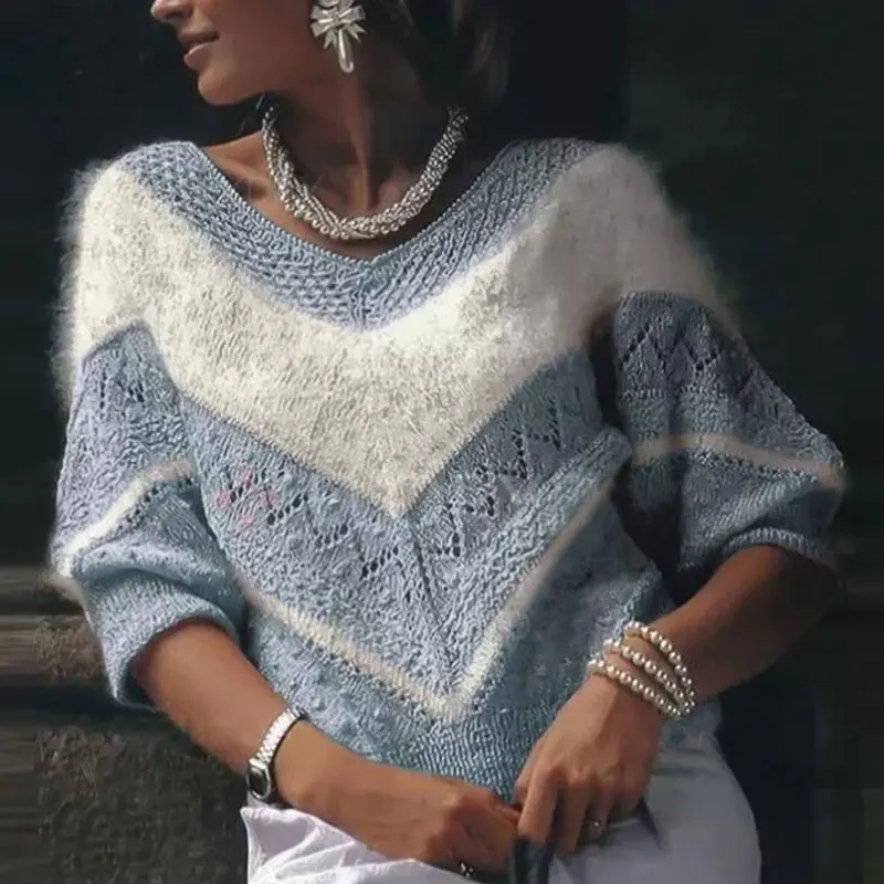 Новинка весенний женский свитер с длинным рукавом и О-образным вырезом