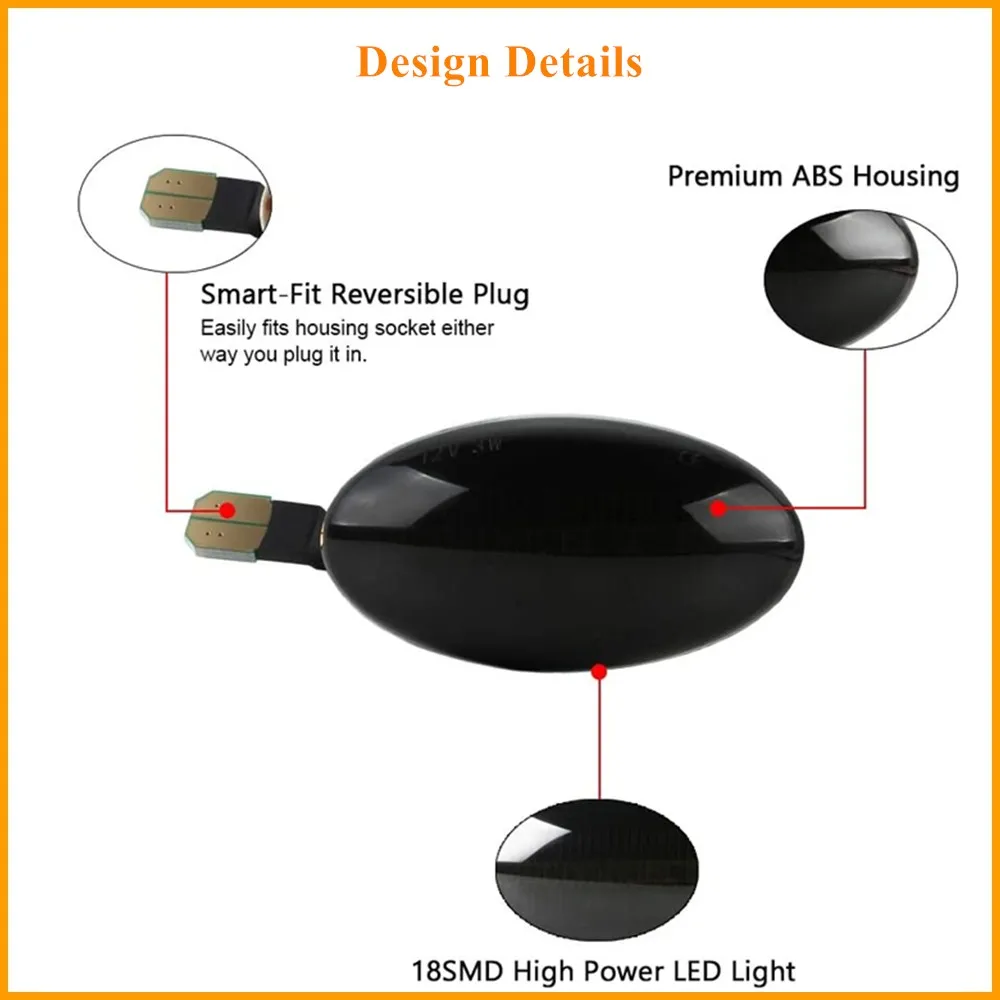 12V течет боковой фонарь-повторитель Динамический светодиодный габаритный фонарь