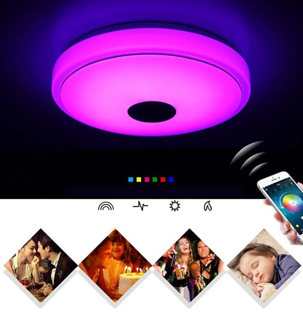 Умный музыкальный светодиодный потолочный светильник RGB с регулируемой яркостью