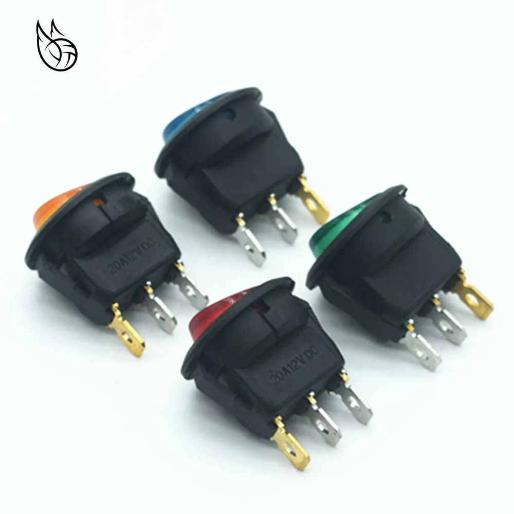 4 шт. красный синий зеленый желтый светильник SPST с круглым переключателем 6A/250V