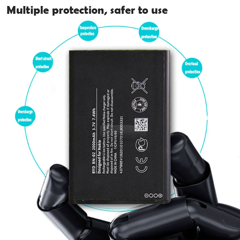 BN-02 BN 02 3 7 V 2000 мА/ч литий Перезаряжаемые батарея для Nokia XL 4G RM-1030 RM-1042 RM-1061 RM 1061 BYD