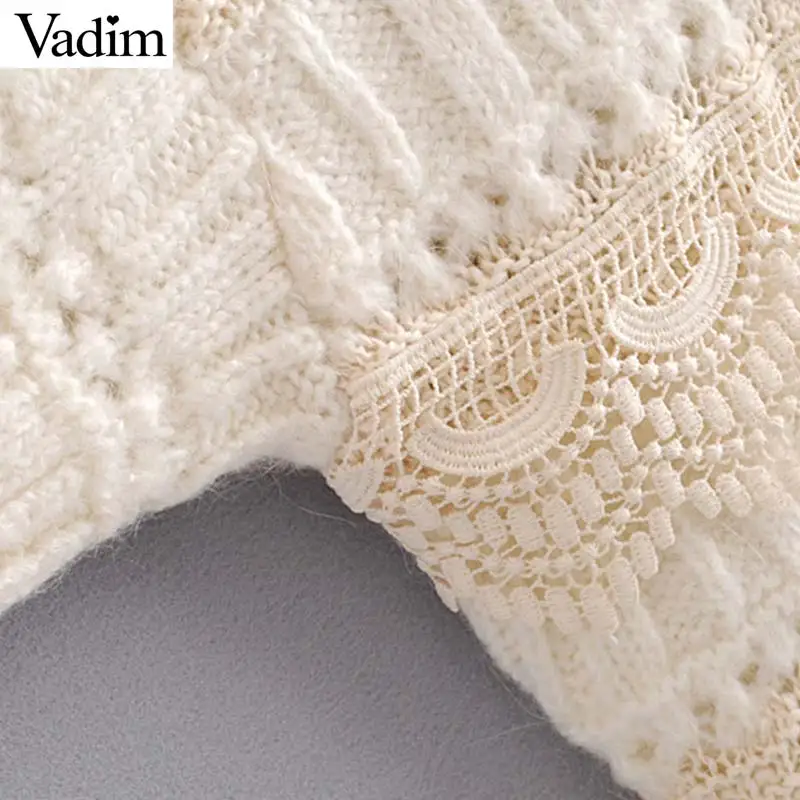 Vadim женские модные вязаные свитера Ажурные кружевные лоскутные Необычные