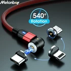 Магнитный кабель для зарядки, Micro USBType-C, 1 м, 2 м, 3 м, для Samsung, Xiaomi, вращающийся на 540 градусов
