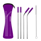 6 шт.компл. многоразовые металлические соломинки, питьевые соломинки из нержавеющей стали с силиконовыми наконечниками для горячих напитков, экологически чистые продукты