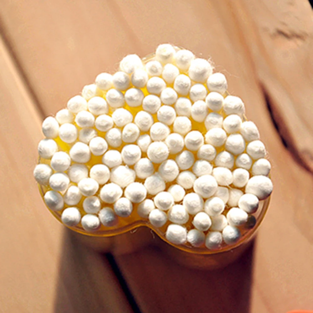 

12 Packs Cotton Swab Double Head Soft Cosmetic Tips Hygienic Ear Pick Bud Heart Shape Packaging Box Makeup Tool Accessories Cute