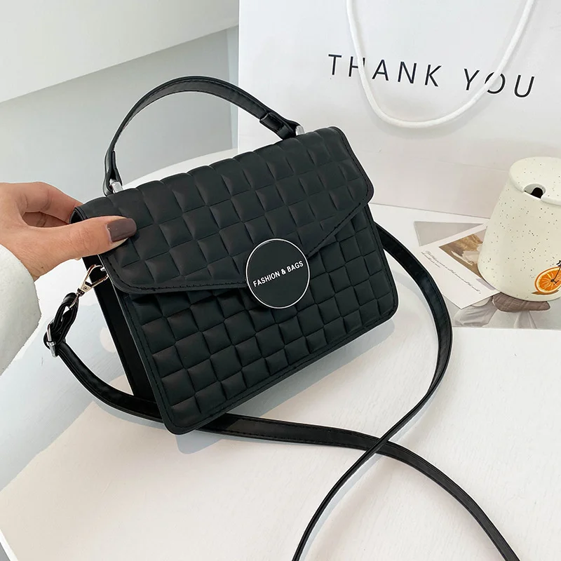 

Women's Bag Texture Foreign Style Small Square Bag Fashion Embossed Square Lattice Portable Messenger Bag