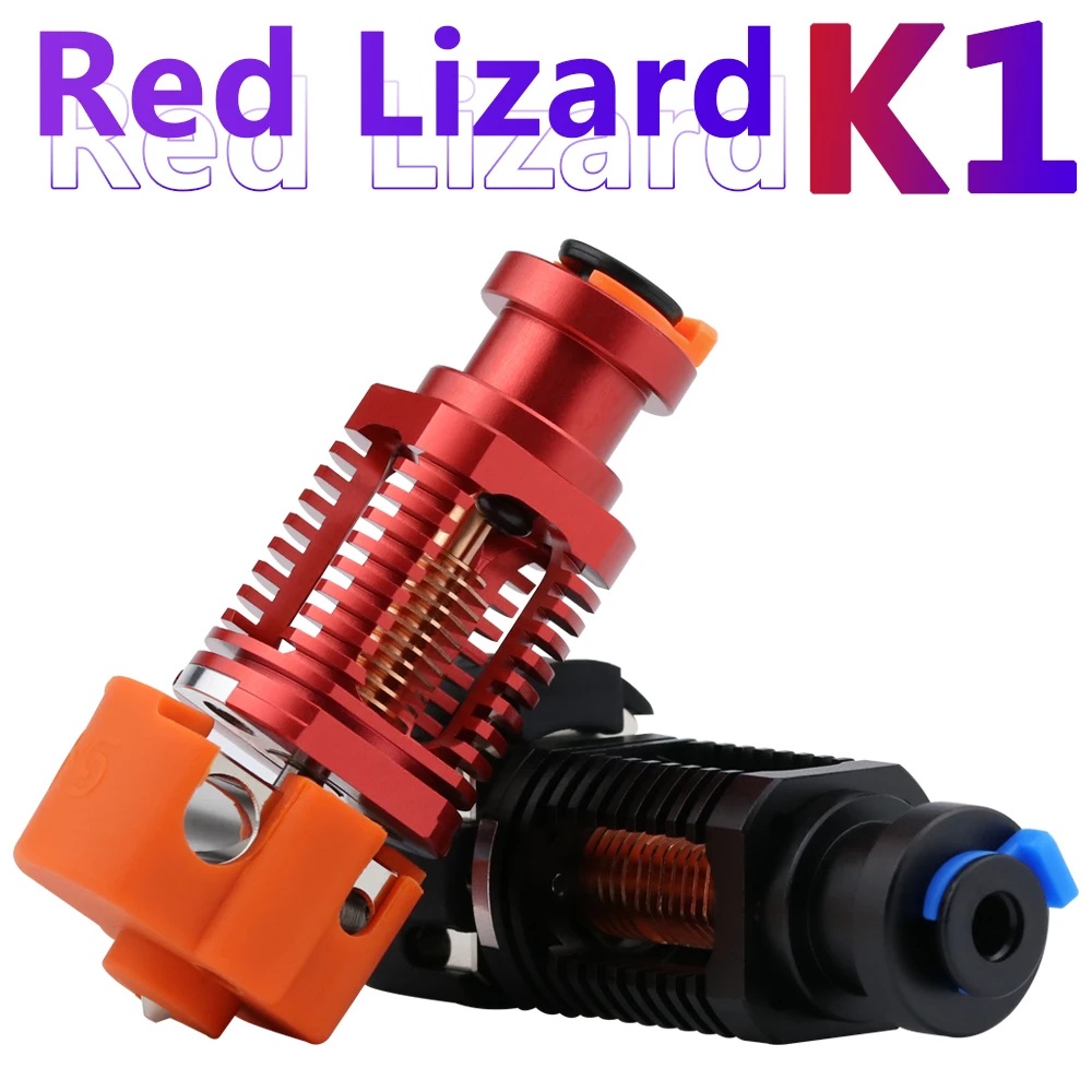 طابعة ثلاثية الأبعاد باللون الأحمر السحلية k1 V6 هوتيند مُجمّعة من النحاس المطلية هوتيند للباثق من البولي إيثيلين تيتان 3 V2 من Voron Prusa I3 MK3 Titan ...
