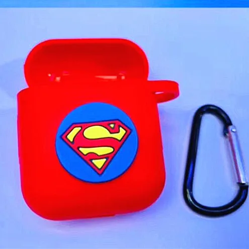 Superman Marvel, Человек-паук, Супермен, беспроводные наушники, Airpods, чехол, сумка для Apple AirPods1/2, черный, красный, Бэтмен, bluetooth-гарнитура, коробка - Цвет: Superman