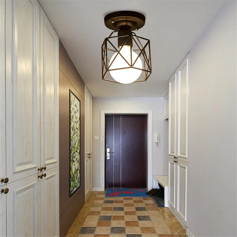 Современные скандинавские черные кованые железные светодиодные потолочные