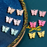 10pcsset mixed color acrylic butterfly alloy charms 1313mm colorful inscet metal jewelry charm for diy earrings accessories