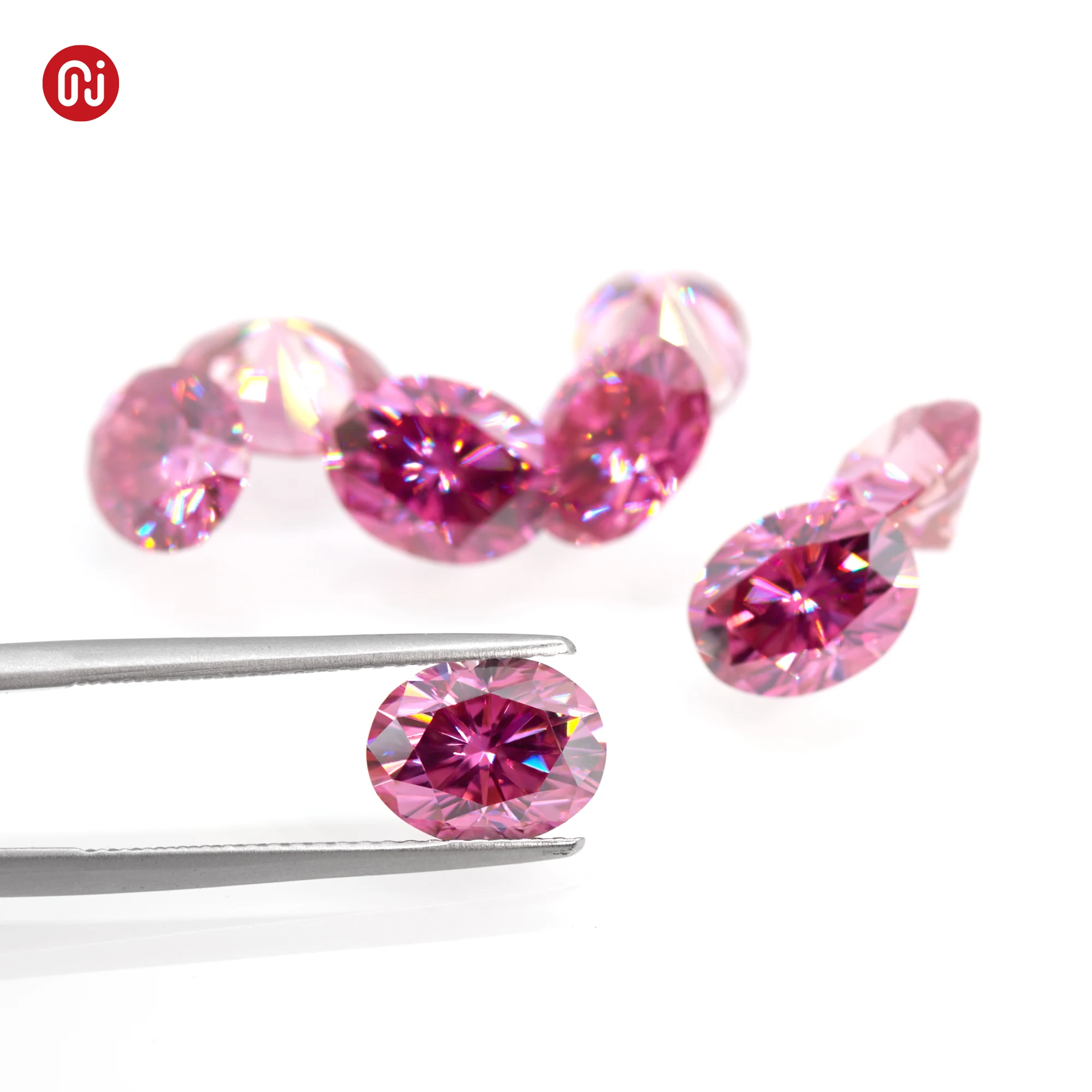 GIGAJEWE Moissanite ручной резки Овальный Красный Розовый цвет VVS1 Премиум драгоценные