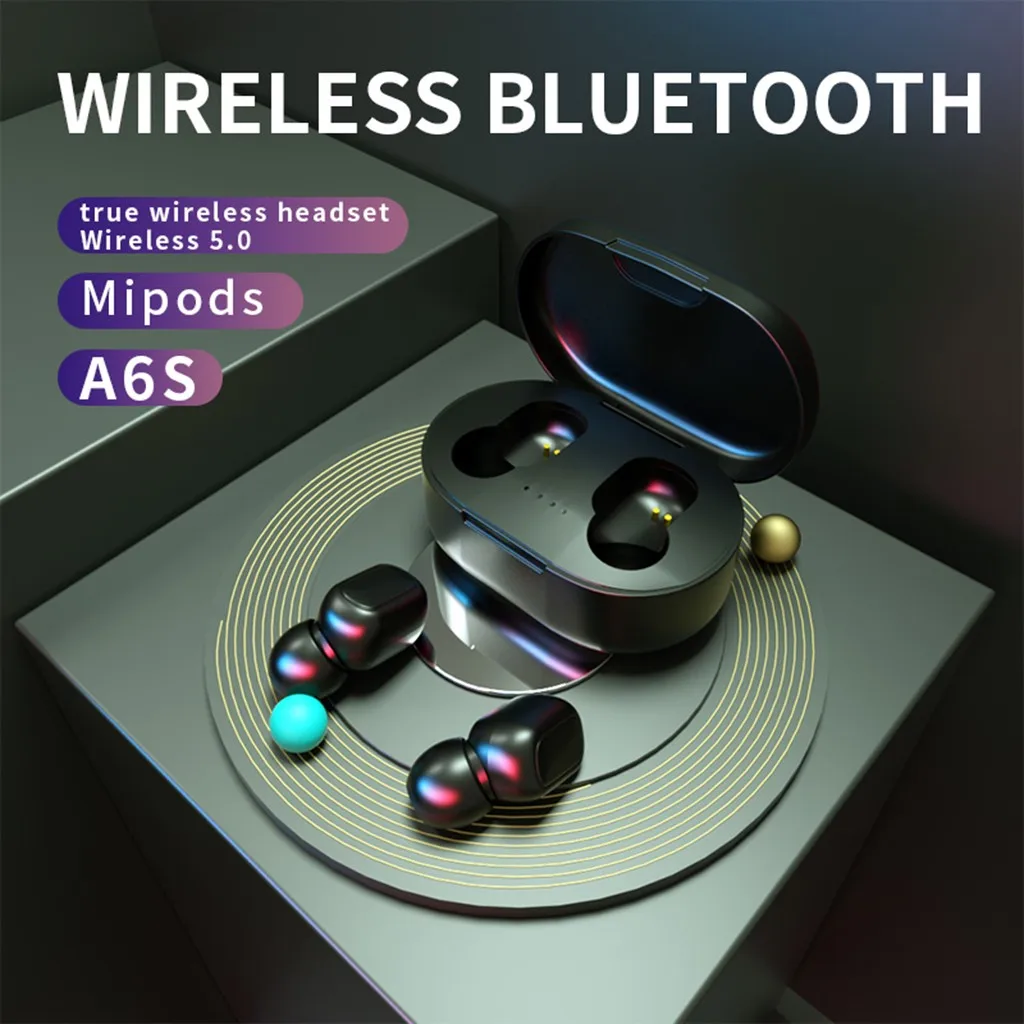 

A6S TWS 5.0 Earphone sport Bluetooth Wireless Headphone Stereo Headset Earbuds microphone with charging box for smartphone