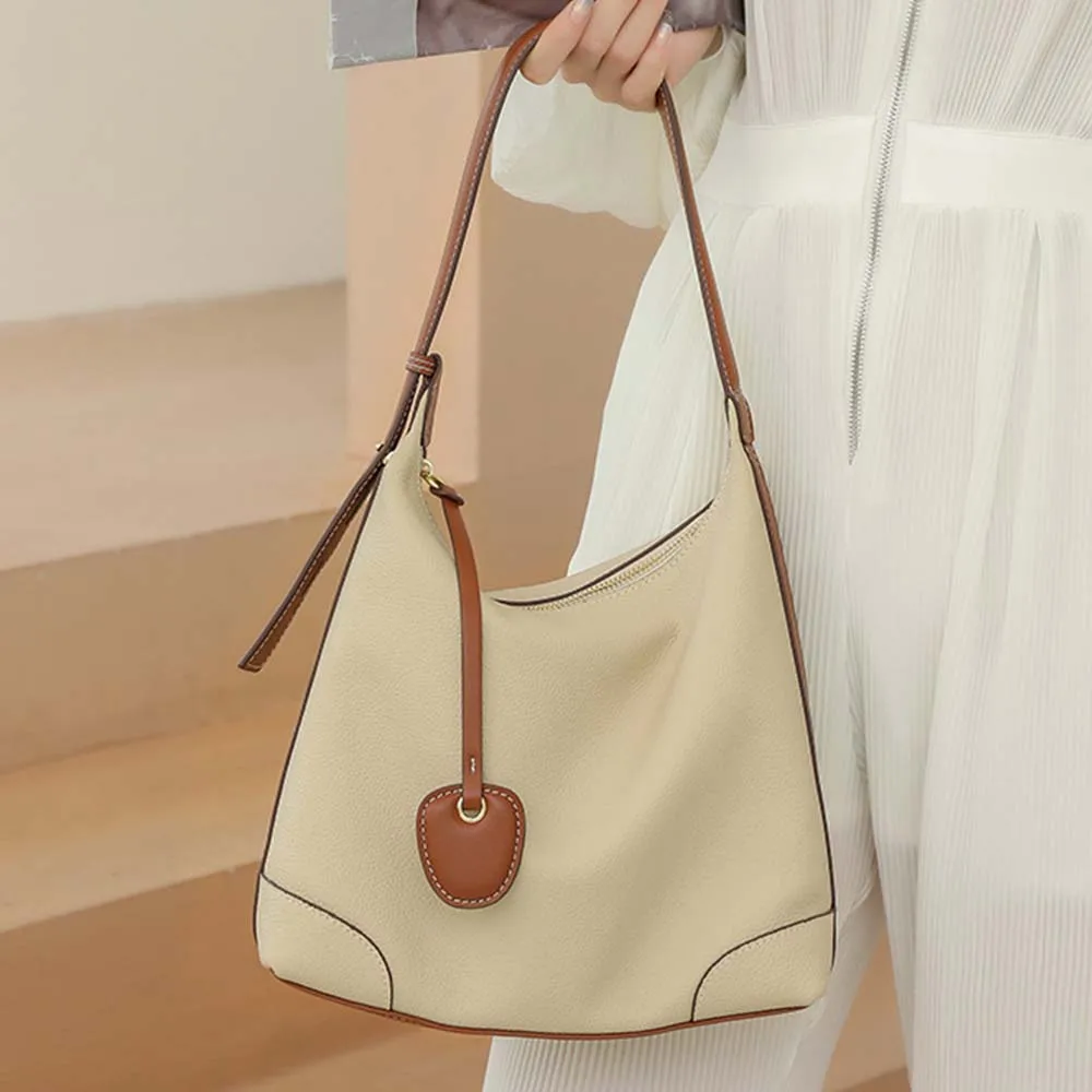 

Luxury Genuine Leather Shoulder Bag for Women Handbag Togo Skin Leather Cowhide Female Casual Tote Elegant Office Purse 2021 New