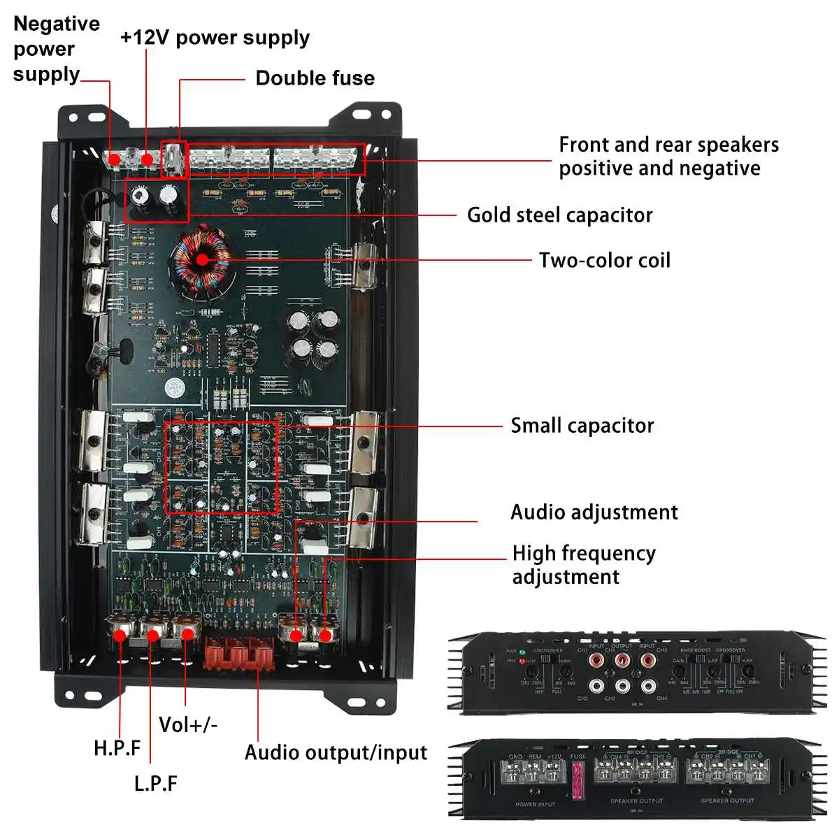6800W Автомобильный домашний аудиоусилитель мощности 4 канала 12V Цифровой усилитель для сабвуфера в автомобилях.