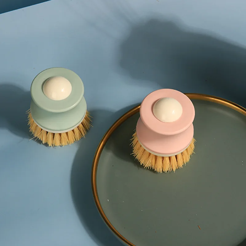 

Long Handle Round Head Dish Brush Oil-Free Dishwashing Cleaning Brush Kitchen Supplies Household Brush Pot Decontamination Brush