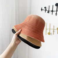 5 colors double sided breathable bucket hats women thin summer sun protectors caps casual all match stripes street hat 56 58cm