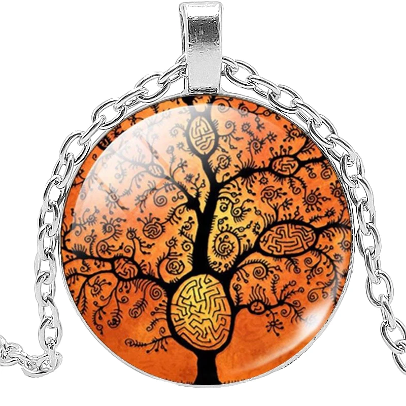 2019 Новое дерево жизни Стекло выпуклая круглая Мужская ожерелье для женщин кулон